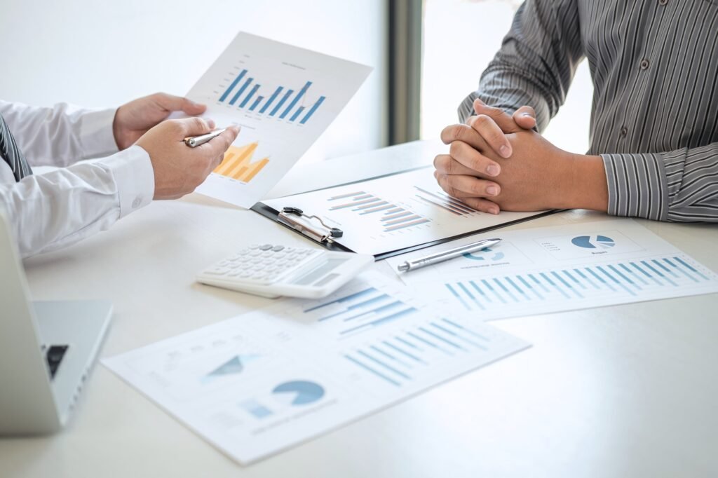 business team partner on meeting brainstorming in investment ideas marketing planning project and 1